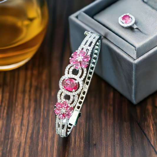 AMERICAN DIAMOND SILVER BRACELET WITH RUBY