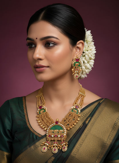 Nck25 270 The Royal Gaja (Elephant) Heritage Necklace Set