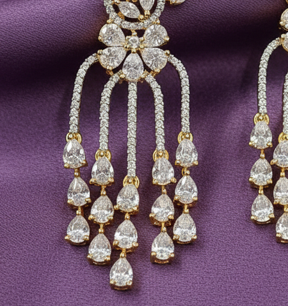 Gold Plated AD earrings for evening parties.