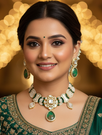 Pearl N Emerald Choker set Nck25 349