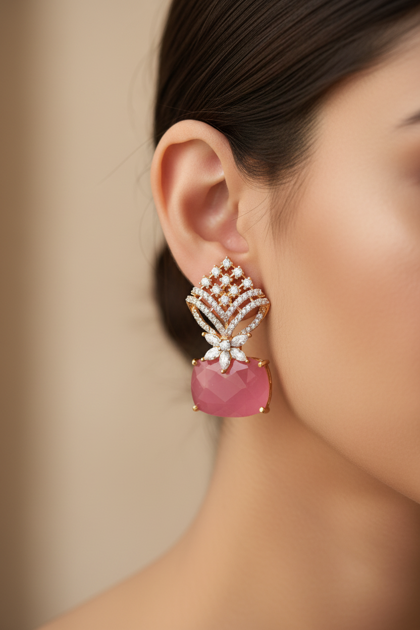 Ruby , Emerald & AD  sophesticated earrings