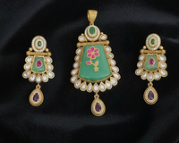 Heritage Polki Kundan pendant set with natural gem stones pds25 392