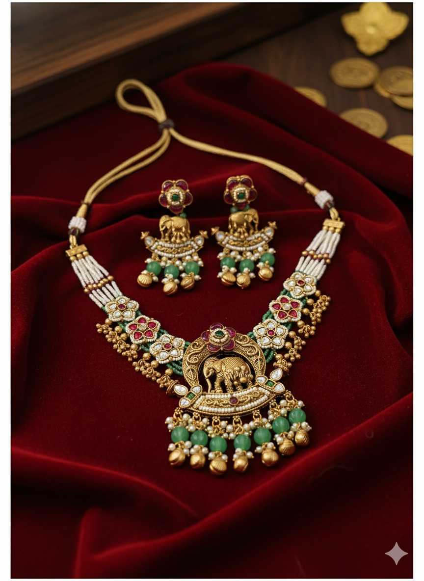 Nck00 636s The Maharani's Gajraj Beaded Elegance