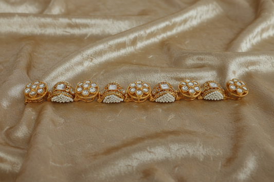 Heritage Polki n Pearl Gajra bracelets for wedding