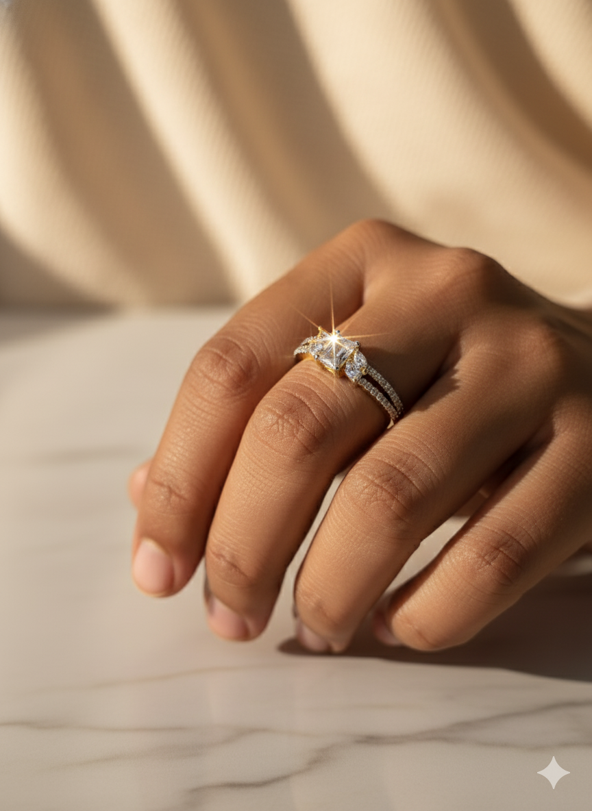 AD gold solitaire finger ring 482