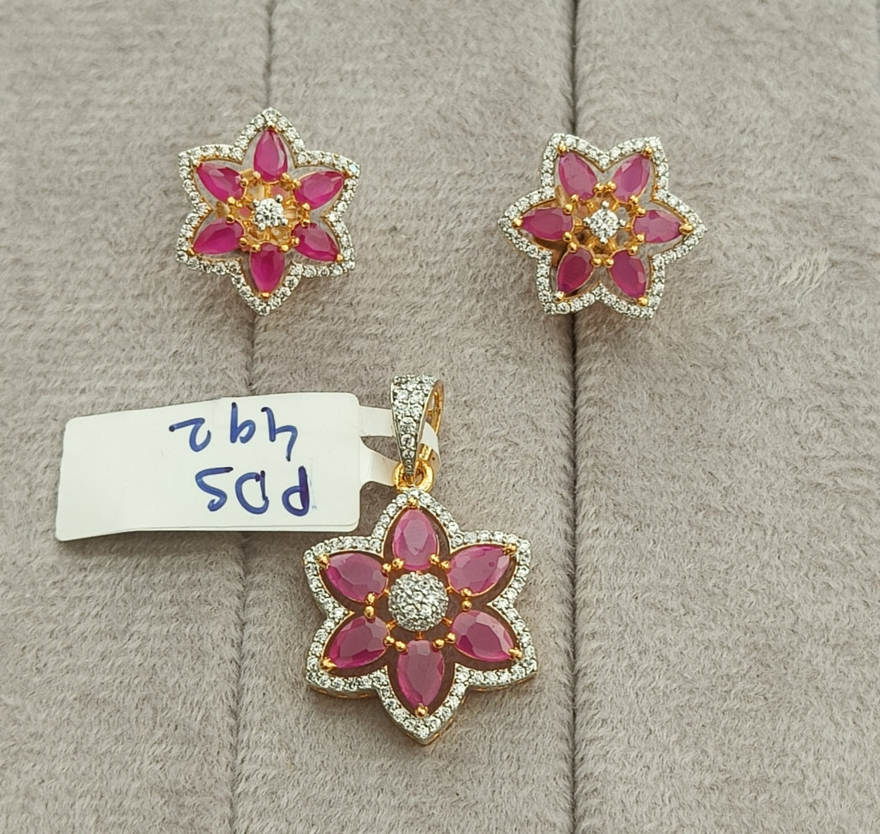 Pds00 492s Ruby kundan AD pendant set