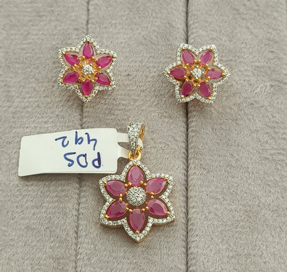 Pds00 492s Ruby kundan AD pendant set