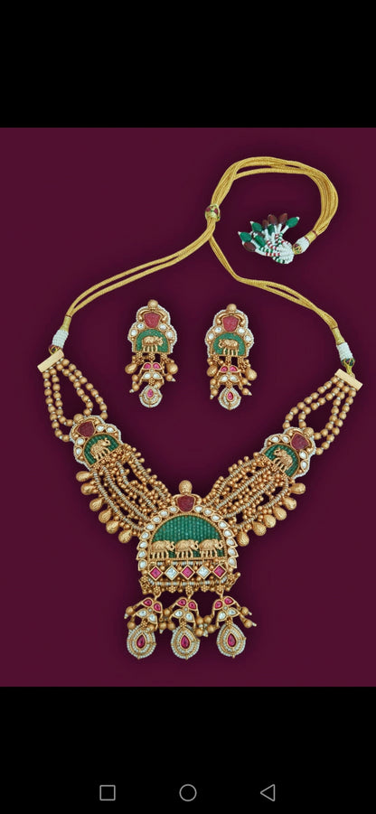 Nck25 270 The Royal Gaja (Elephant) Heritage Necklace Set