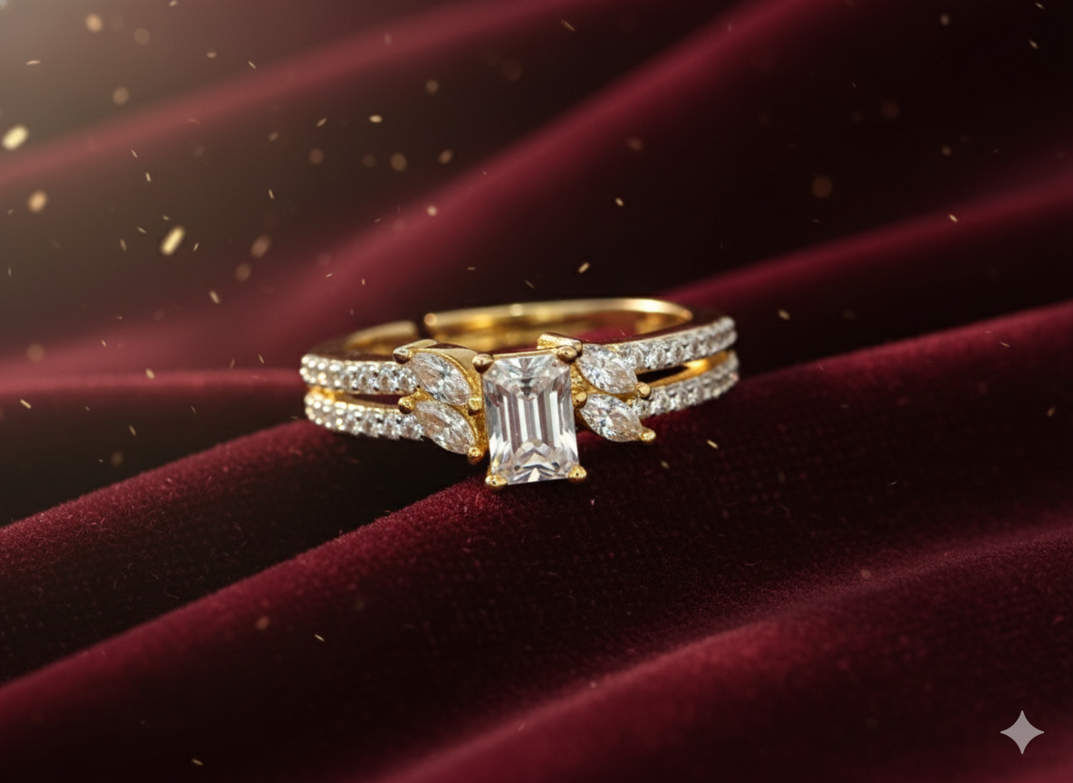 AD gold solitaire finger ring 482