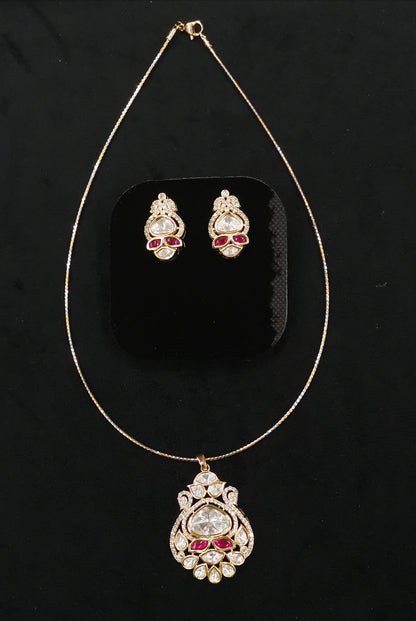 Pachi Kundan pendant with Italian stiff chain CPds26 121