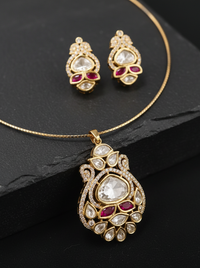 Pachi Kundan pendant with Italian stiff chain CPds26 121