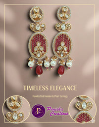 Ear25 206 Rhea Victorian-Style Ruby & CZ Statement Earrings with Pearl Drops