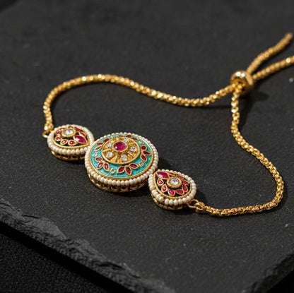 Brc26 295 maduban minakari bracelet with 18k gold plated