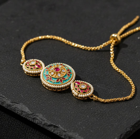 Brc26 295 maduban minakari bracelet with 18k gold plated