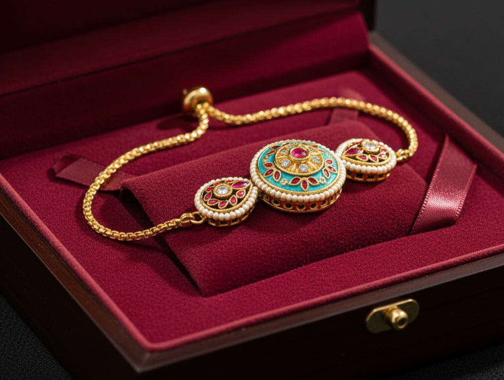 Brc26 295 maduban minakari bracelet with 18k gold plated