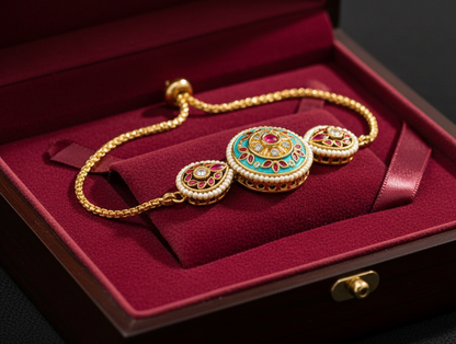 Brc26 295 maduban minakari bracelet with 18k gold plated