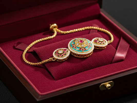Brc26 295 maduban minakari bracelet with 18k gold plated