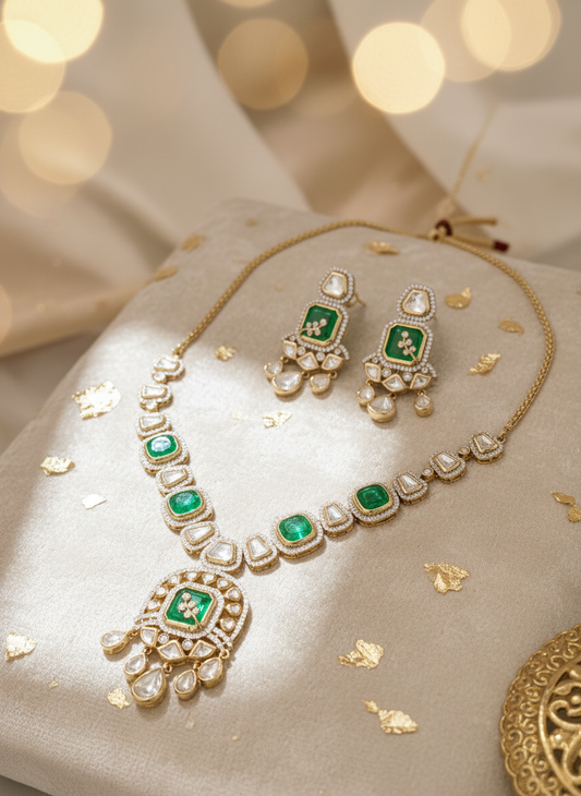 Polki Emerald Set Nck25 334