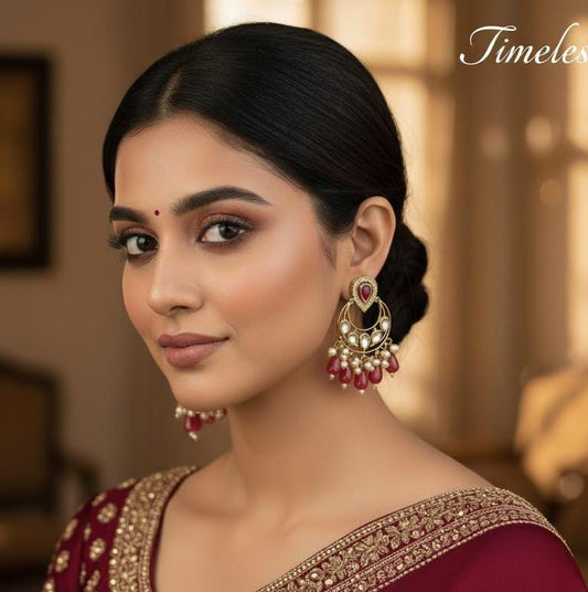 EAR00 356s Royal Radiance: Handcrafted Kundan Chandbali Earrings