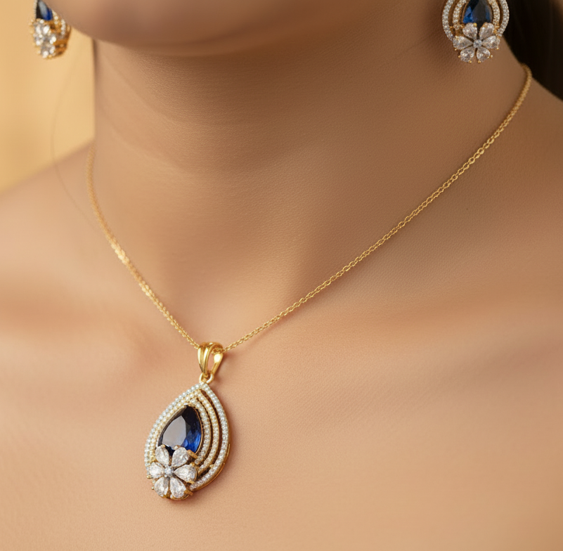 AD with Saphire pendant set