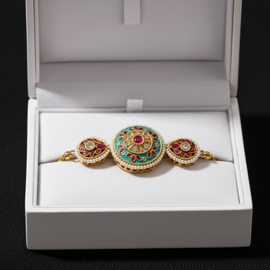 Brc26 295 maduban minakari bracelet with 18k gold plated