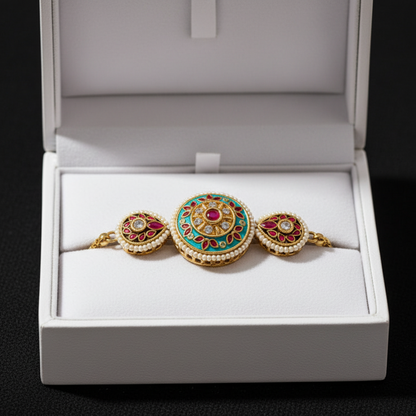 Brc26 295 maduban minakari bracelet with 18k gold plated