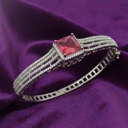 AD stone with Ruby silver bracelet Brc26 24