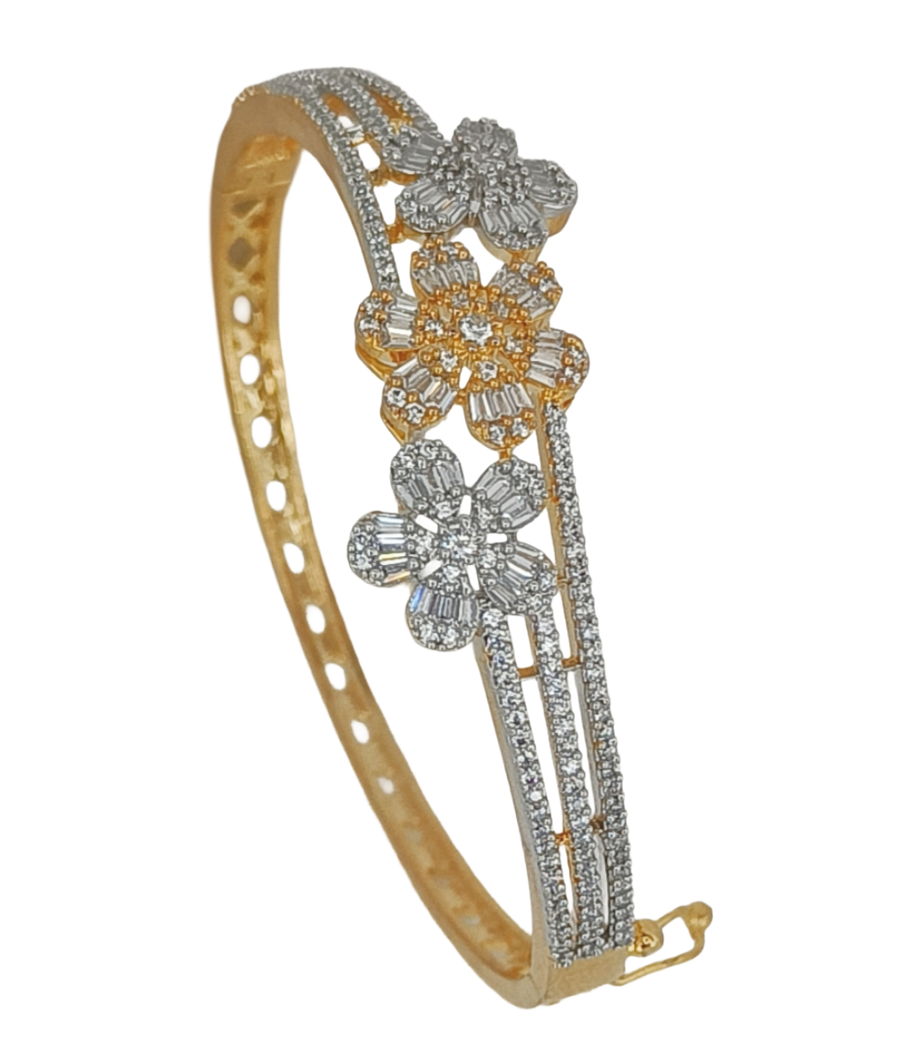 Brc25 7s Radiant Blooms Pave & Baguette Stone Bracelet