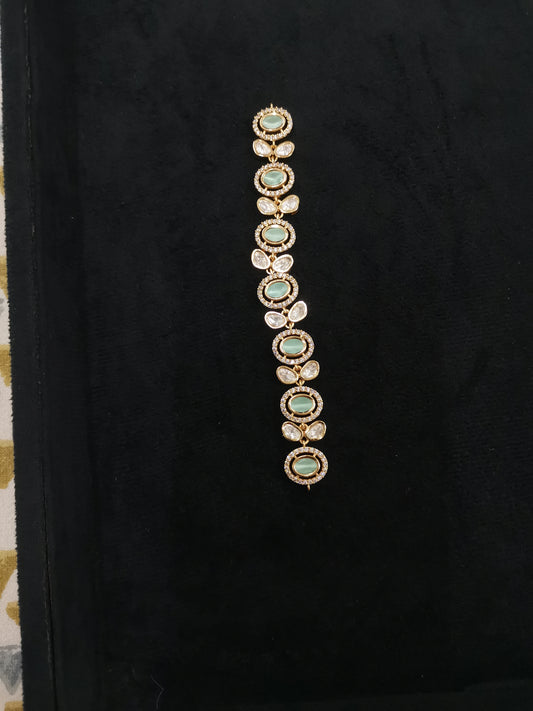 Polky kundan with AD n mint bracelets