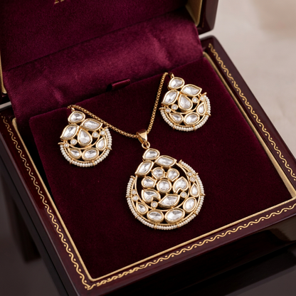 Rajwadi Polki Kundan pendant set Pds25 362
