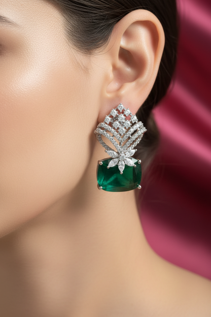 Ruby , Emerald & AD  sophesticated earrings