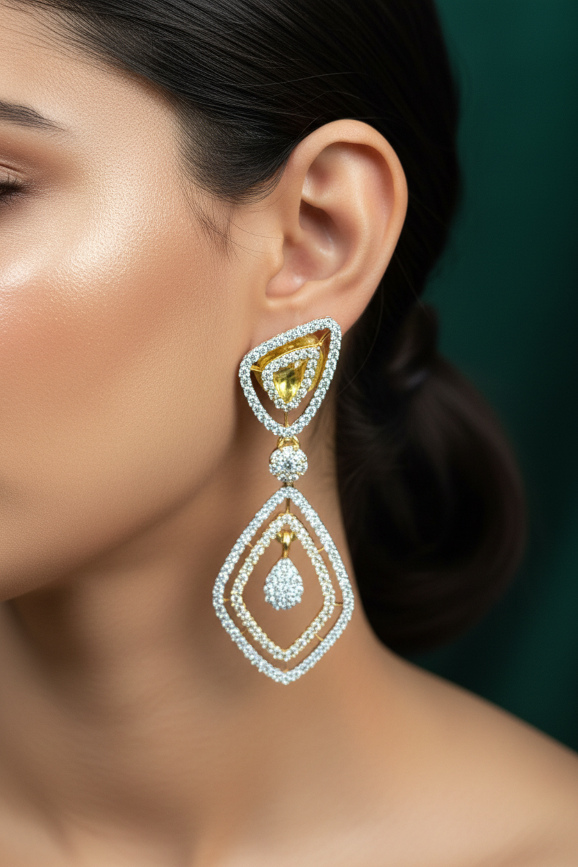 Gold plated western AD earrings