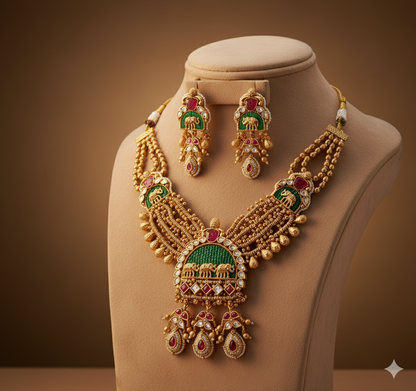 Nck25 270 The Royal Gaja (Elephant) Heritage Necklace Set