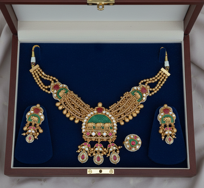 Nck25 270 The Royal Gaja (Elephant) Heritage Necklace Set