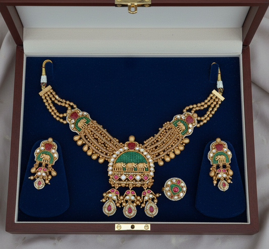 Nck25 270 The Royal Gaja (Elephant) Heritage Necklace Set