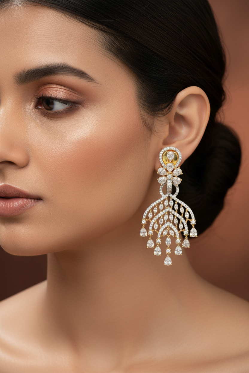 Gold Plated AD earrings for Hi level parties